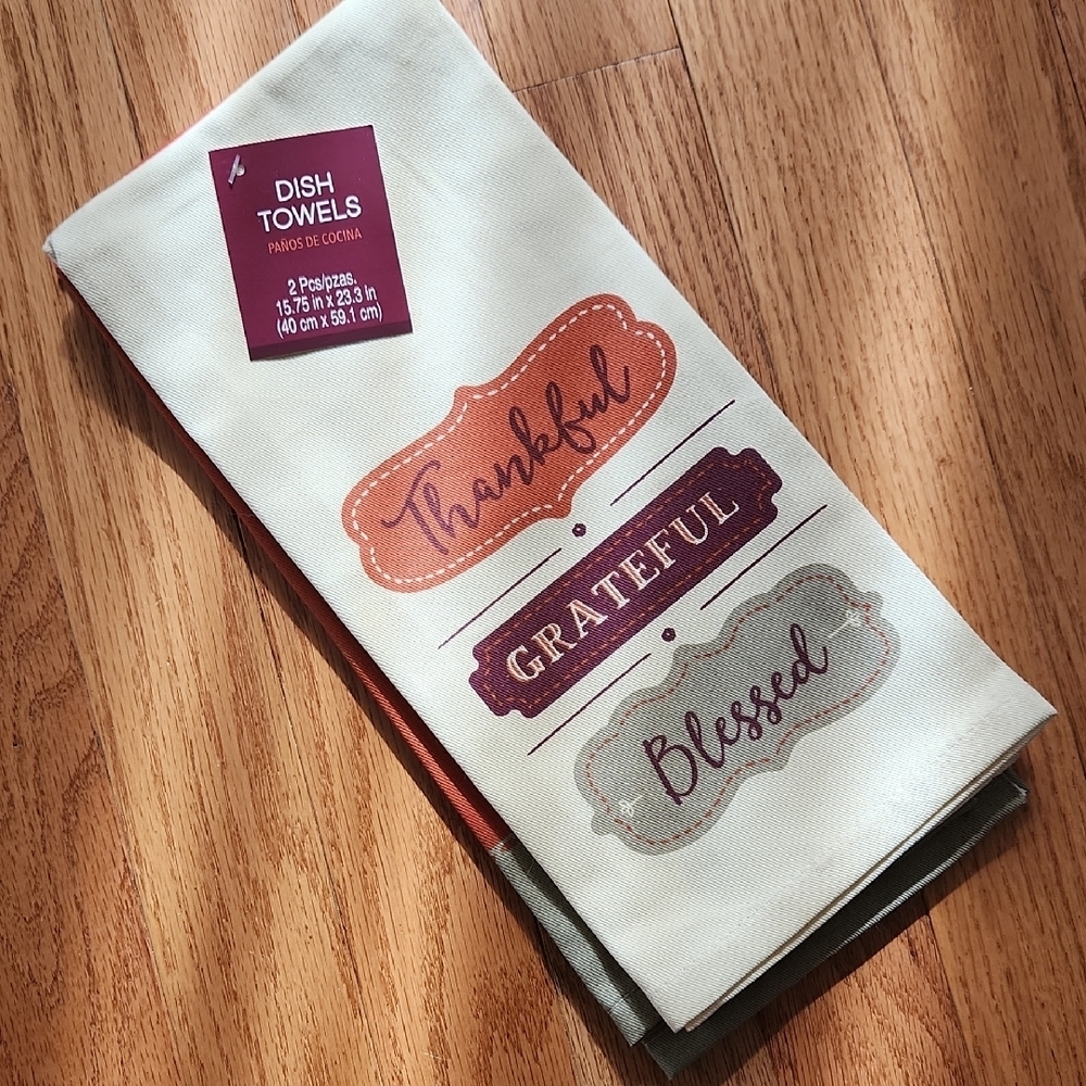Thankful Grateful Blessed Dish Towels, Set of 2
